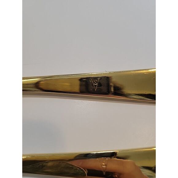 VINERS OF SHEFFIELD VS12 Gold Electroplate Pierced Serving Spoons Set Of 2 - Picture 8 of 8